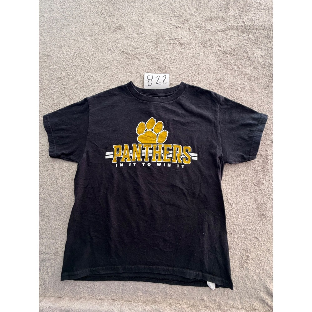 Gildan Panthers T-Shirt Youth Medium Black School Spirit Graphic Tee